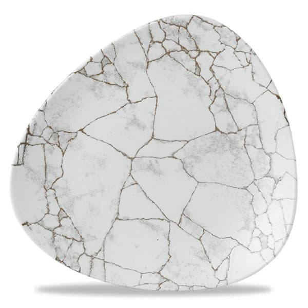 CHURCHILL KTAGTR101 - Assiette plate triangulaire - Studio Prints Kintsugi - 10 1/2 po - Gris agate