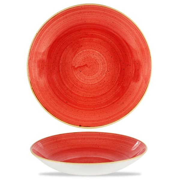 CHURCHILL SBRSEVB91 Assiette creuse - Stonecast Berry Red - 40 oz - 9 3/4 po dia. x 1 3/8 po H - Rouge baies
