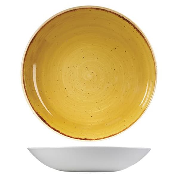 CHURCHILL SMSSEVB71 Assiette creuse - Stonecast Mustard Seed Yellow - 15 oz - 7 1/8 po dia. x 1 1/8 po H - Jaune graine de moutarde