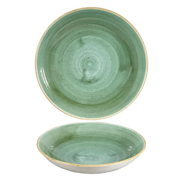 CHURCHILL SSGSEVB91 Assiette creuse - Stonecast Samphire Green - 40 oz - 9 3/4 po dia. x 1 3/8 po H - Vert salicorne